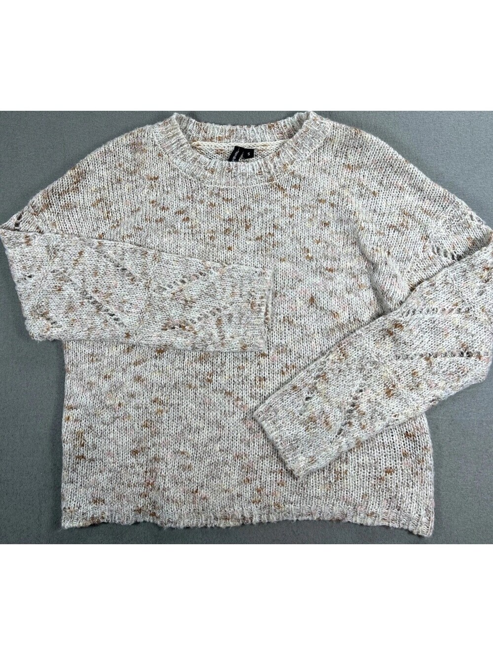 Moon & Madison Size S Cream Loose Weave Flecked Pullover Sweater